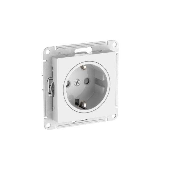 ATLASDESIGN ART РОЗЕТКА с заземлением со шторками, 16А, быстрозажимные клеммы, БЕЛЫЙ