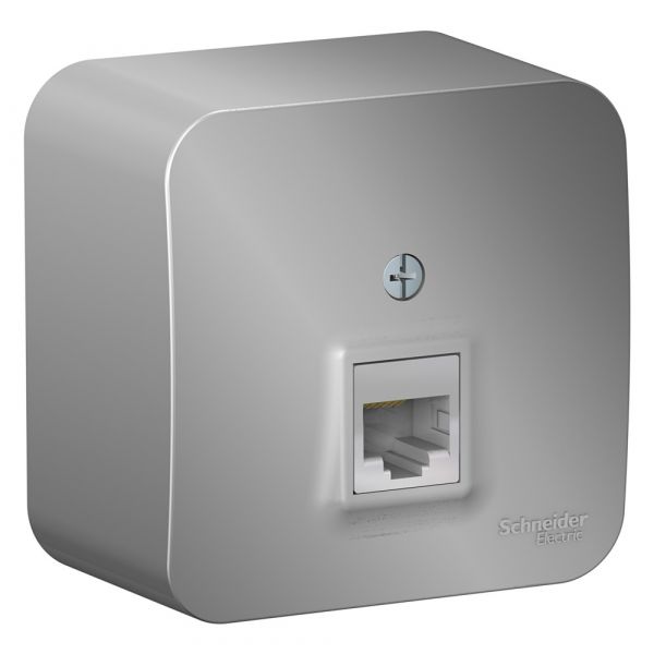 Розетка BLANCA наружная компьютерная RJ45, кат.5e, с изолирующей пластиной, алюминий