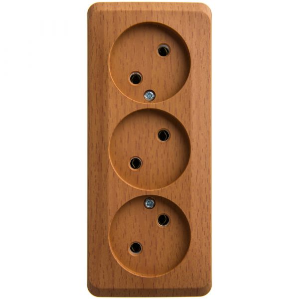 ЭТЮД Розетка тройная открытой установки без заземления без шторок 16А 250B,бук