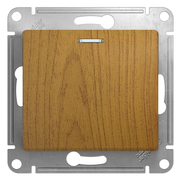 Выключатель одноклавишный, с подсветкой, в рамку, схема 1а, дуб