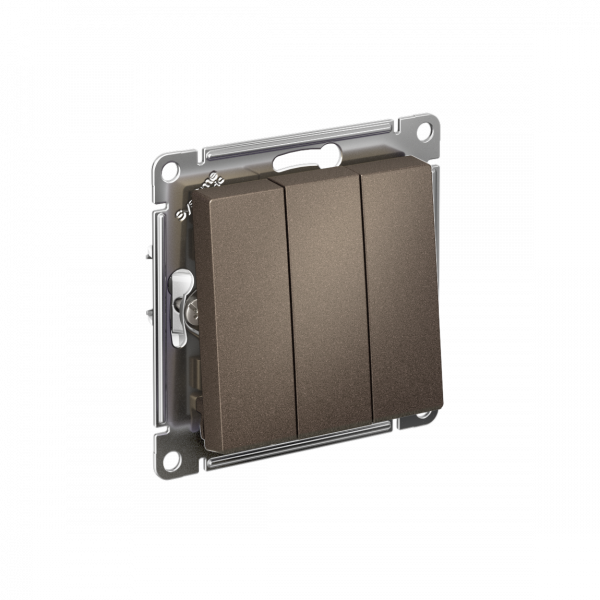 Выключатель трехклавишный ATLASDESIGN схема 1+1+1 10АХ механизм мокко