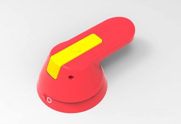 ВЫНОСНАЯ КОРОТКАЯ КРАСНО-ЖЁЛТАЯ ПОВОРОТНАЯ РУКОЯТКА ДЛЯ ФРОНТАЛЬНОЙ УСТАНОВКИ НА SD160-250