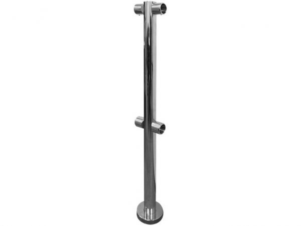 Стойка с крепежным фланцем и накладкой из нержавеющей, 4 отверстия