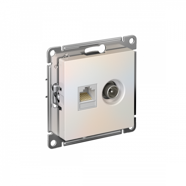 Розетка ATLASDESIGN двойная компьютерная+ТВ RJ45+TV категория 5E механизм жемчуг