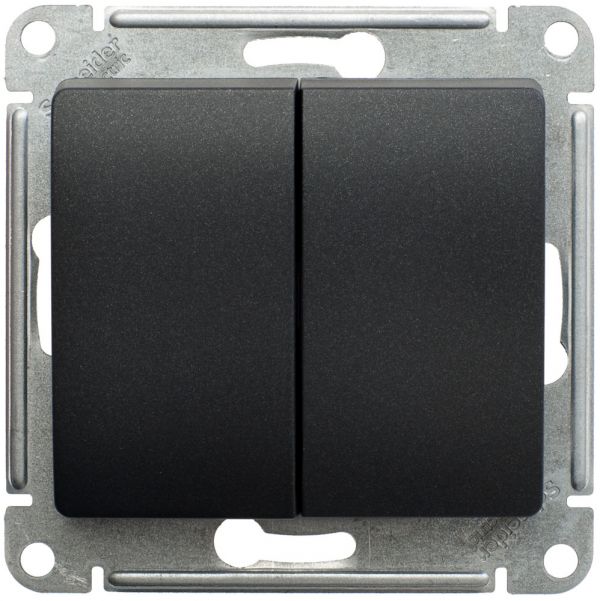 GLOSSA Переключатель двухклавишный схема 6 антрацит в рамку