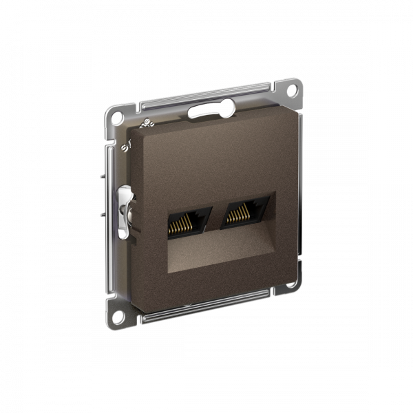 Розетка ATLASDESIGN двойная компьютерная RJ45+RJ45 категория 5E механизм мокко