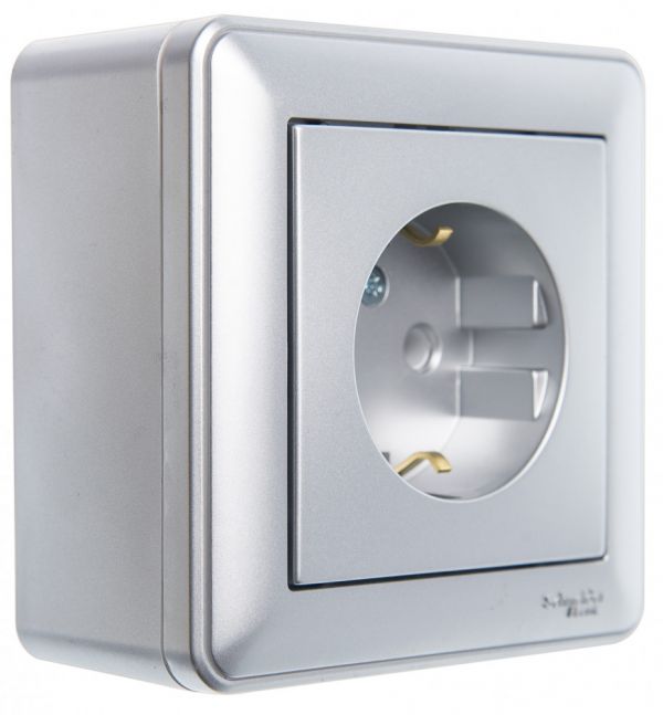 W59 коробка подъемная для наружного монтажа с рамкой 1-местная, матовый хром