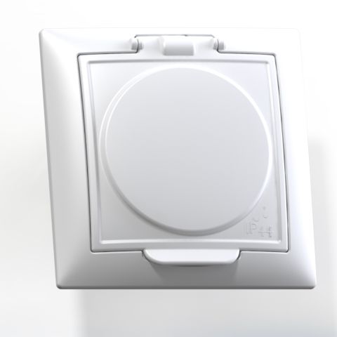 СЕЛЕНА Розетка скрытой установки одноместная с заземляющим контактом, защитной шторкой, крышкой, брызгозащищенная(IP44) РС16-426, белый