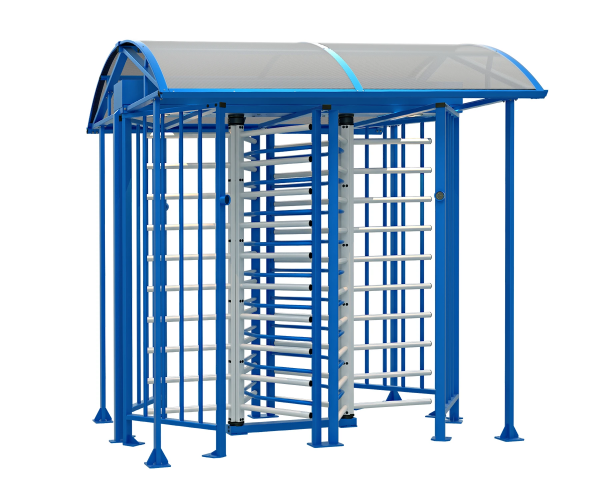 Турникет -RTD-20.1 роторный полноростовый сдвоенный корпус - синий цвет, ротор и планки - светло-бежевый цвет