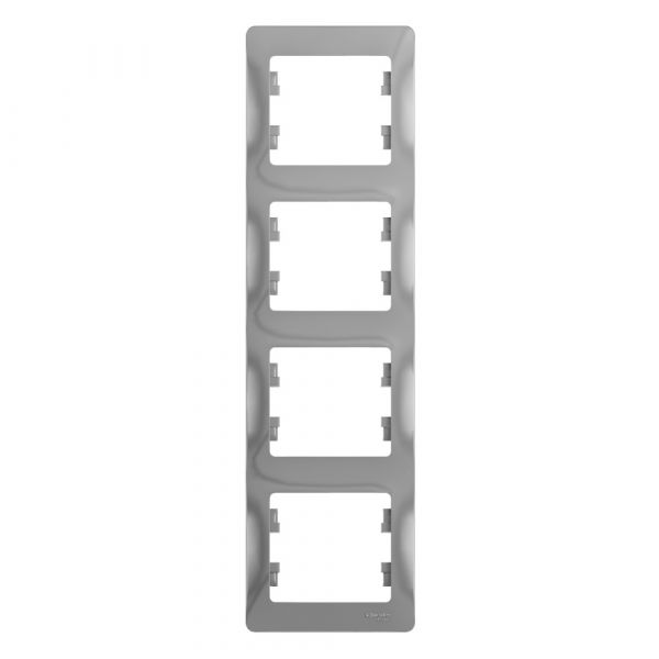 GLOSSA Рамка 4 поста вертикальная алюминий