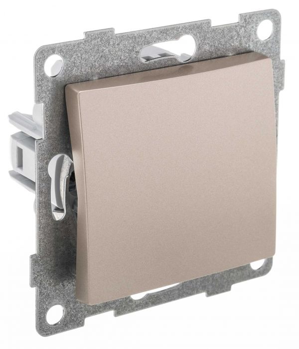 Выключатель перекрестный одноклавишный Bravo, механизм, 10А, 250В, шампань