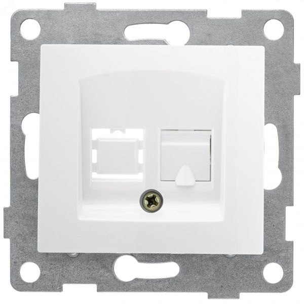 Розетка компьютерная RJ45 Bravo, механизм, одинарный, белый