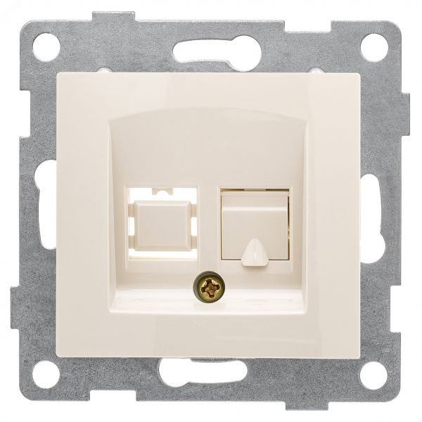 Розетка компьютерная RJ45 Bravo, механизм, одинарный, бежевый