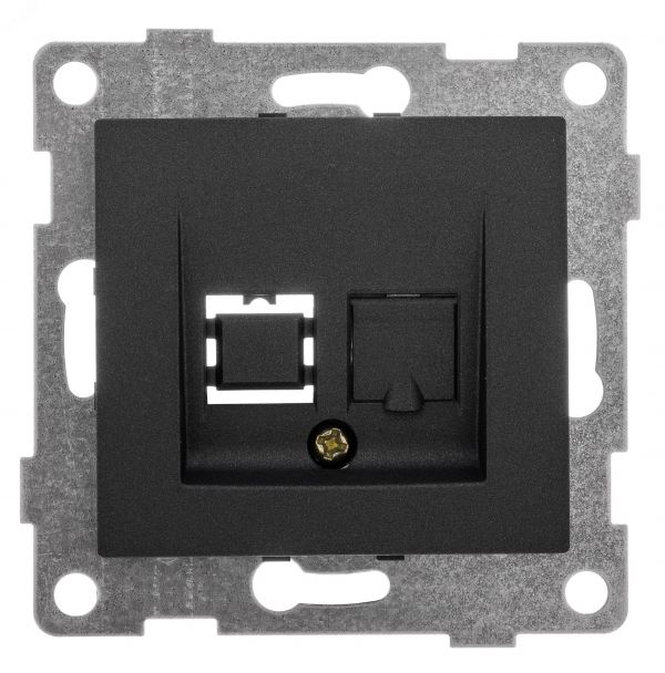 Розетка компьютерная RJ45 Bravo, механизм, одинарный, графит