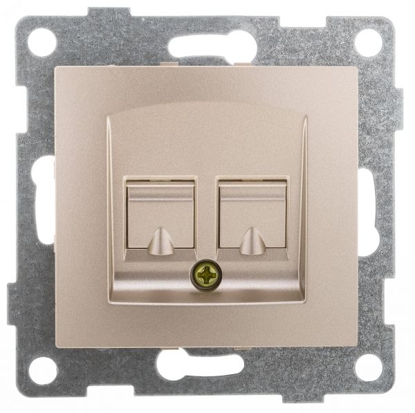 Розетка компьютерная RJ45 Bravo, механизм, одинарный, шампань