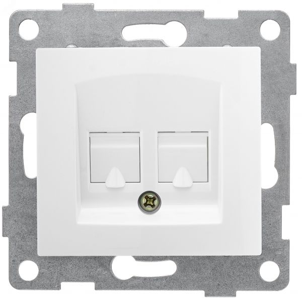 Розетка компьютерная и телефонная RJ45, RJ12 Bravo, механизм, белый