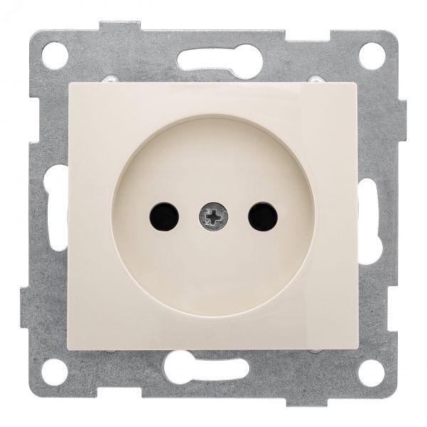 Розетка однопостовая Bravo б/з с з/ш, механизм, 16А, 250В, бежевый