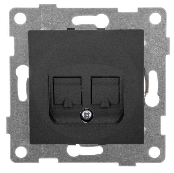 Розетка компьютерная и телефонная RJ45, RJ12 Bravo, механизм, графит