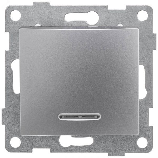 Выключатель одноклавишный Bravo инд, механизм, 10А, 250В, серебро