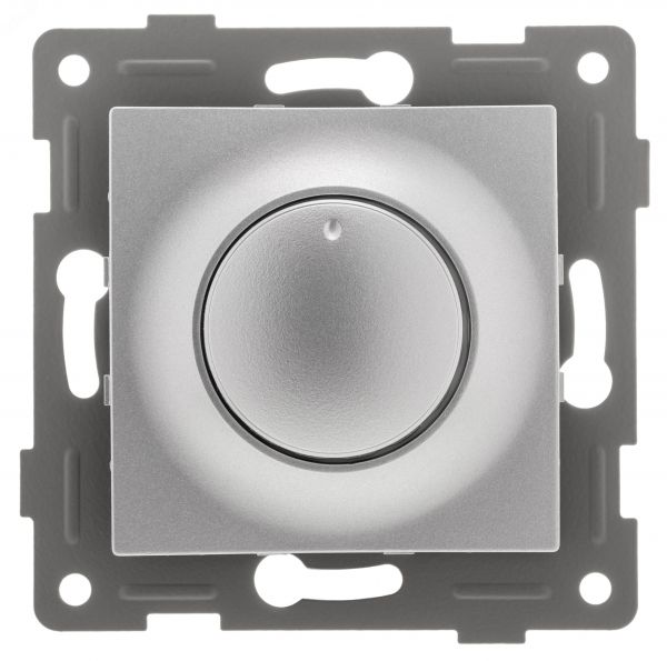 Диммер Ugra, 500 W, механизм, с накладкой и воротком, серебро
