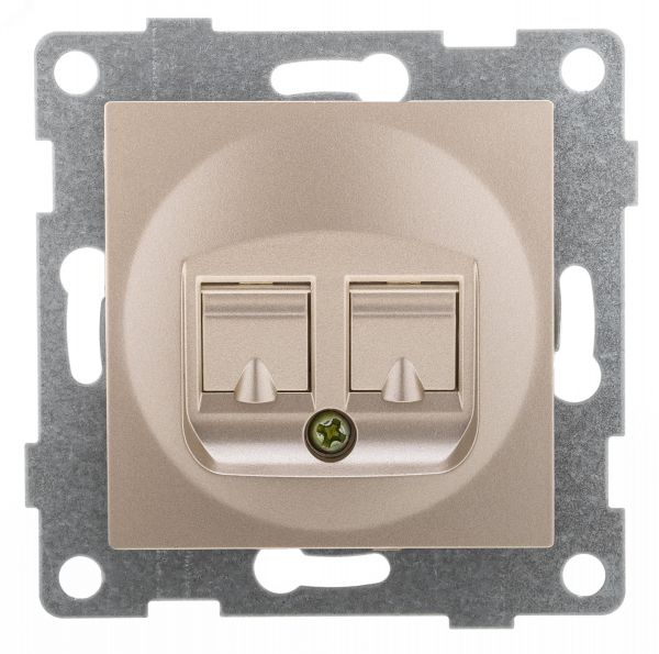 Розетка компьютерная RJ45 Ugra, механизм, двойной, шампань