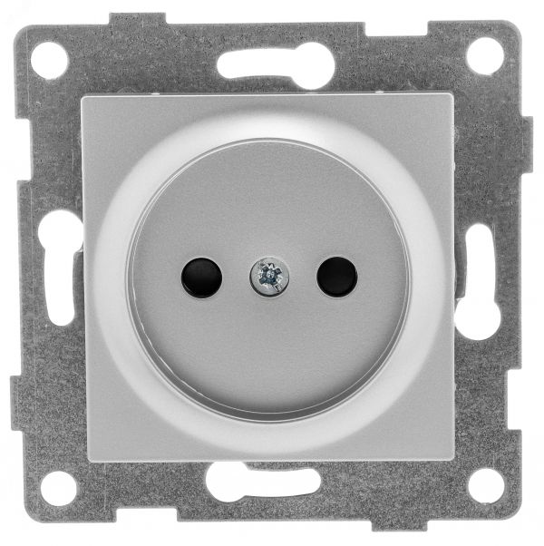 Розетка однопостовая Ugra б/з с з/ш, механизм, 16А, 250В, серебро
