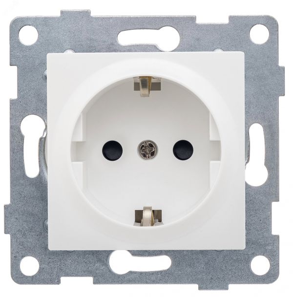 Розетка однопостовая Ugra с/з с з/ш, механизм, 16А, 250В, белый