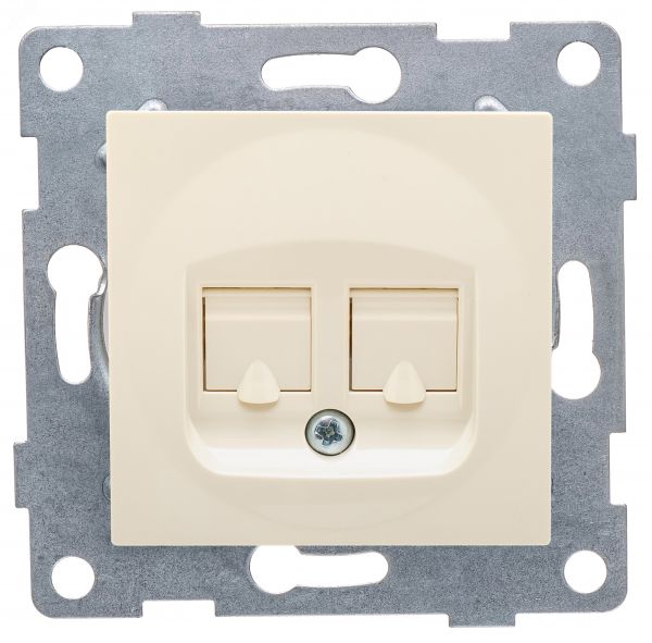 Розетка телефонная RJ12 Ugra, механизм, двойной, бежевый