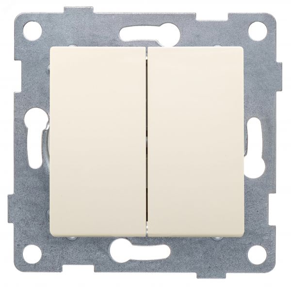 Выключатель двухклавишный Ugra, механизм, 10А, 250В, бежевый