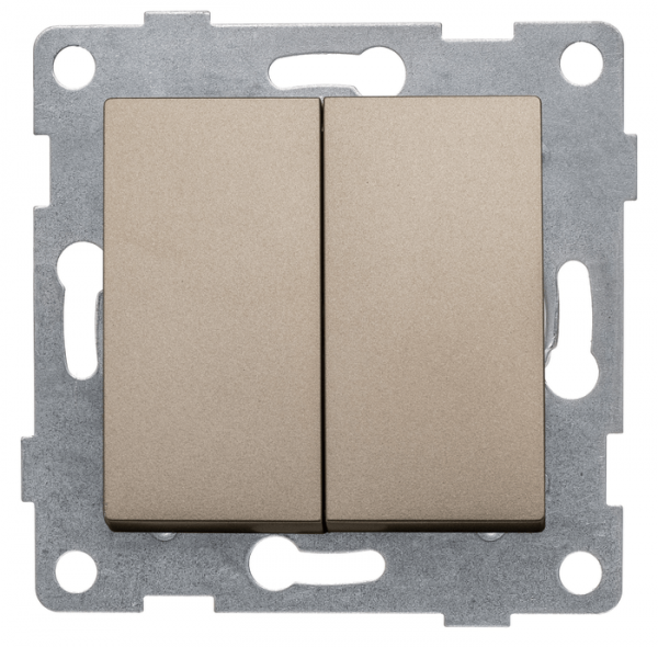 Выключатель двухклавишный Ugra, механизм, 10А, 250В, шампань