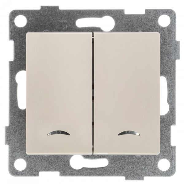 Выключатель двухклавишный Ugra инд, маханизм, 10А, 250В, бежевый