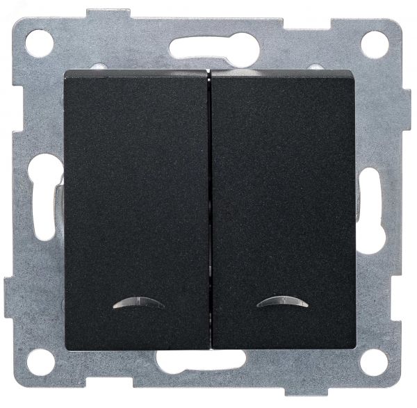 Выключатель двухклавишный Ugra инд, маханизм, 10А, 250В, графит