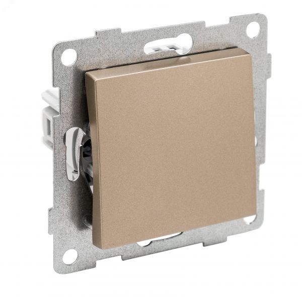 Выключатель 2-х полюсный одноклавишный Ugra, механизм, 10А, 250В, шампань