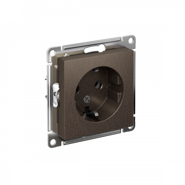 Розетка ATLASDESIGN с заземлением 16А механизм мокко