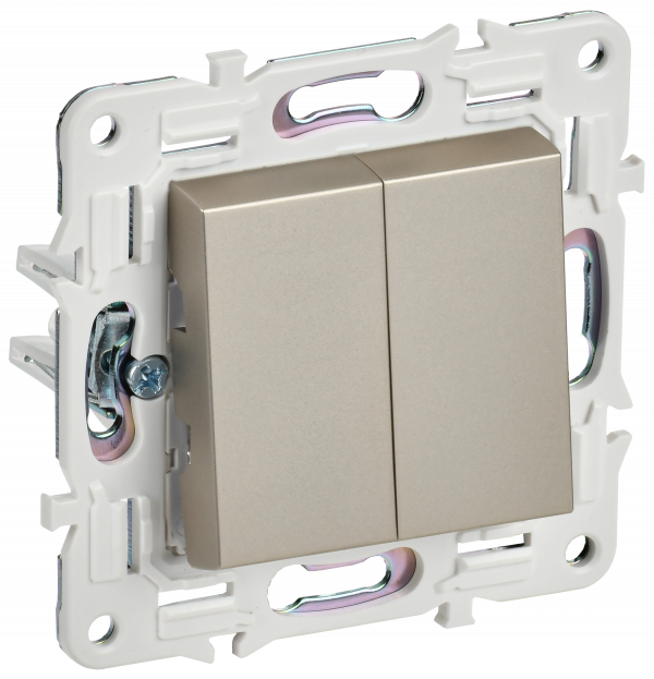 SKANDY Выключатель 2-клавишный перекрестный 10А SK-V06Sh шампань IEK
