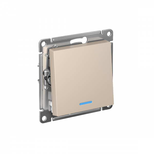 ATLASDESIGN выключатель одноклавишный с подсветкой, сх.1а, 10АХ, мех., ПЕСОЧНЫЙ