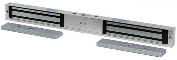 Замок электромагнитный сдвоенный, мониторинг, СИД, внутреннее исполнение, 12 VDC / 500мА или 24VDC / 250мА, усилие 270 кг.