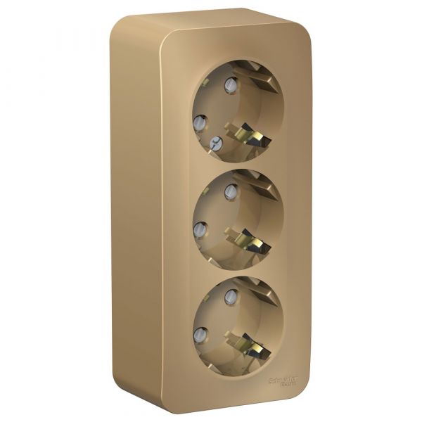 Розетка BLANCA наружная 3-я с заземлением со шторками с изоляционной пластиной 16А 250В титан