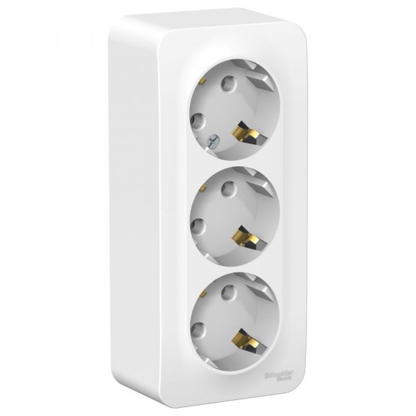 BLANCA Розетка наружная 3-я с заземлением без шторок с изолирующей пластиной 16А, 250В, белый