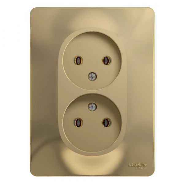 GLOSSA Розетка двойная без заземления в сборе титан