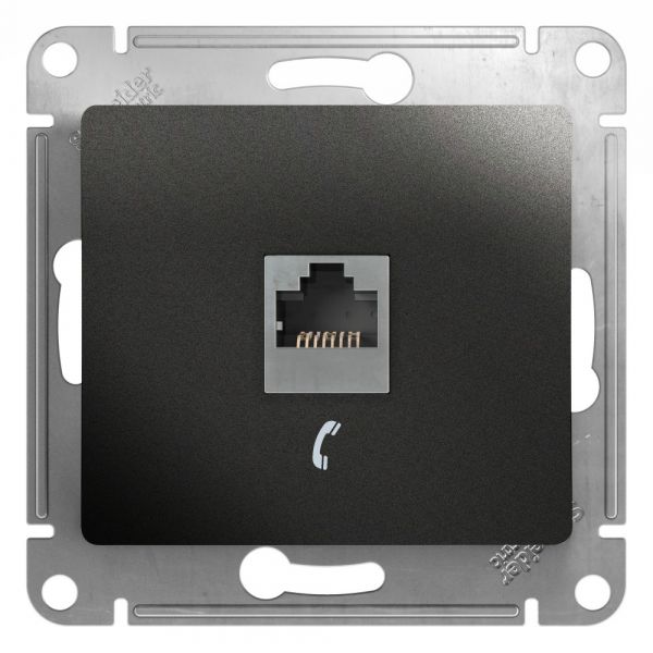 GLOSSA Розетка телефонная RJ11 антрацит в рамку