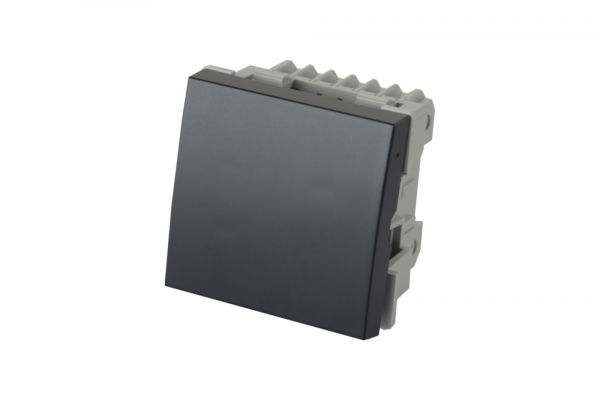 Переключатель на два направления одноклавишный 45 х 45 хм 10 A – 250 В, графитовый черный