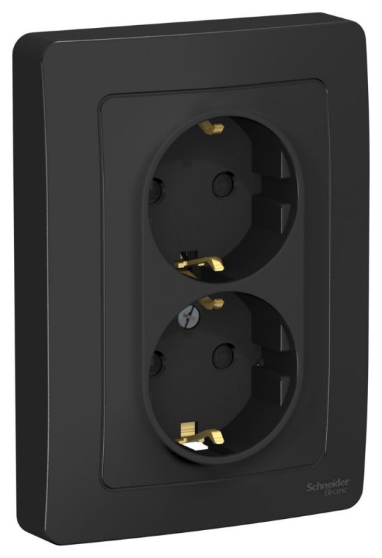 BLANCA скрытой установки розетка двойная с заземлением со шторками, 16А, 250В, антрацит