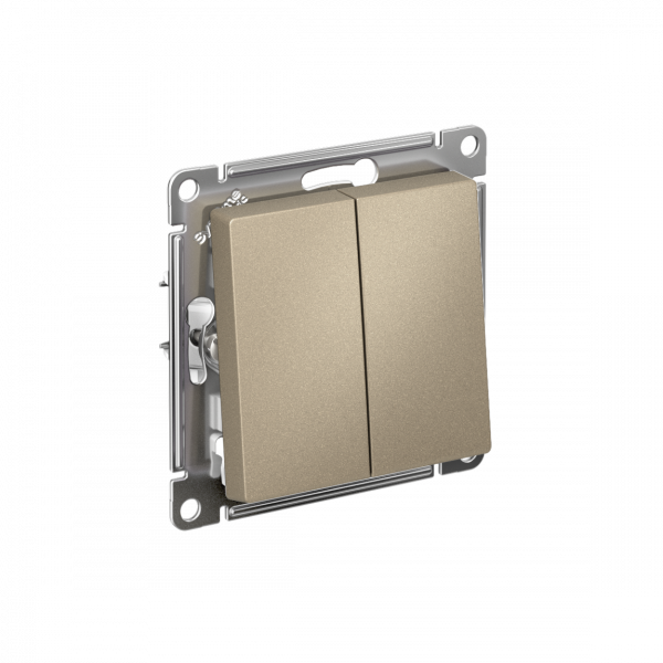 ATLASDESIGN 2-клавишный ПЕРЕКЛЮЧАТЕЛЬ, сх.6/2, 10АХ, быстрозажимные клеммы, ШАМПАНЬ