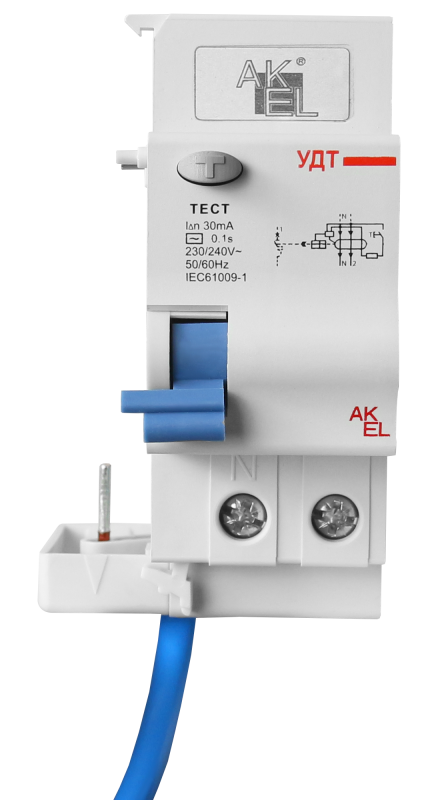 Устройство дифференциального тока УДТ-AKSOL-1P+N 100mA ТипAC 1P+N с кабелем 30см/230VAC/100mA