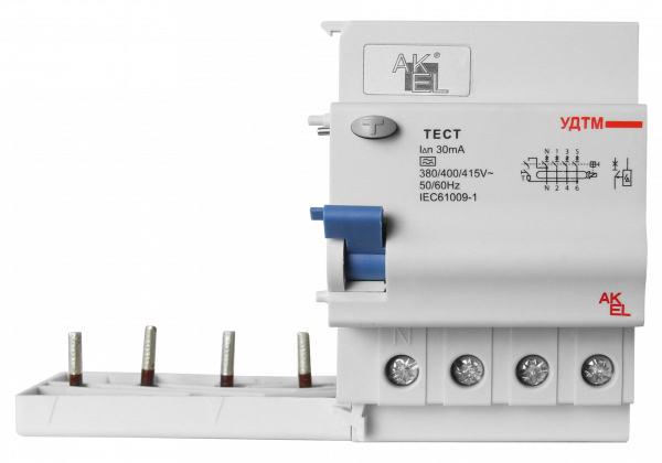 Устройство дифференциального тока УДТМ-AKSOL-3P+N 30mA ТипAС 3P+N/380/400/415VAC/30mA