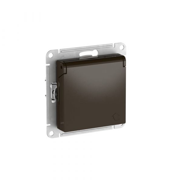 ATLASDESIGN РОЗЕТКА с заземлением со шторкой с крышкой, 16А,IP20, быстрозажимные клеммы, МОККО