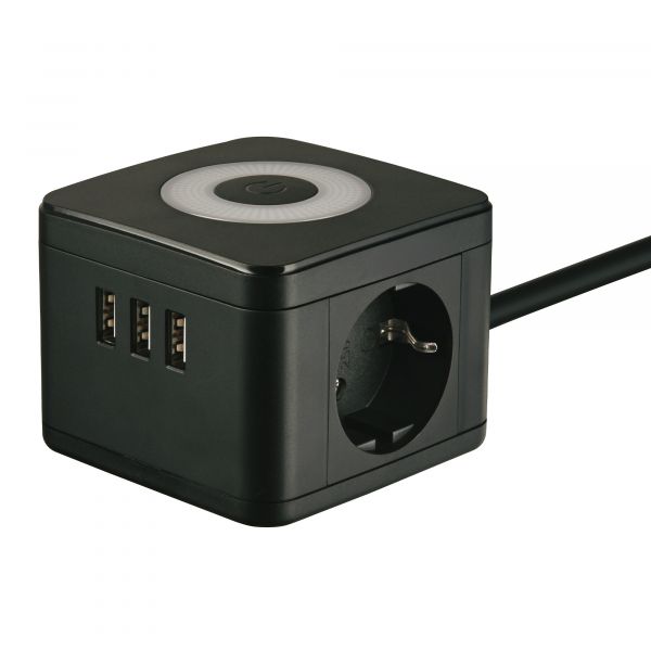 Удлинитель Standard с заземлением шнур 1,5м 2 гнезда 3 USB 16А черный ТМ S-GCD2-1,5SBU BLACK