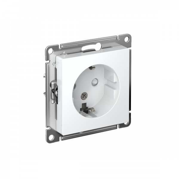 Розетка ATLASDESIGN с заземлением со шторками 16А механизм белый