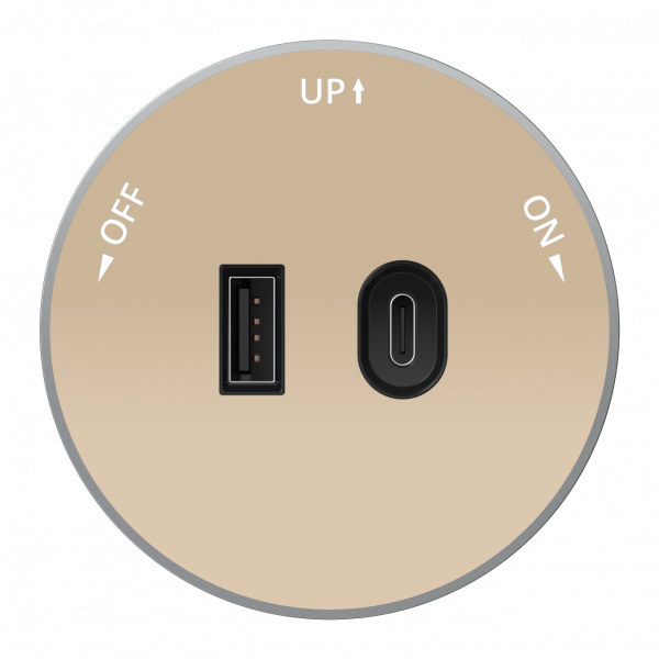 MultiTrack Розетка 2хUSB (тип А+С) 18Вт, 5В/3А Песочный